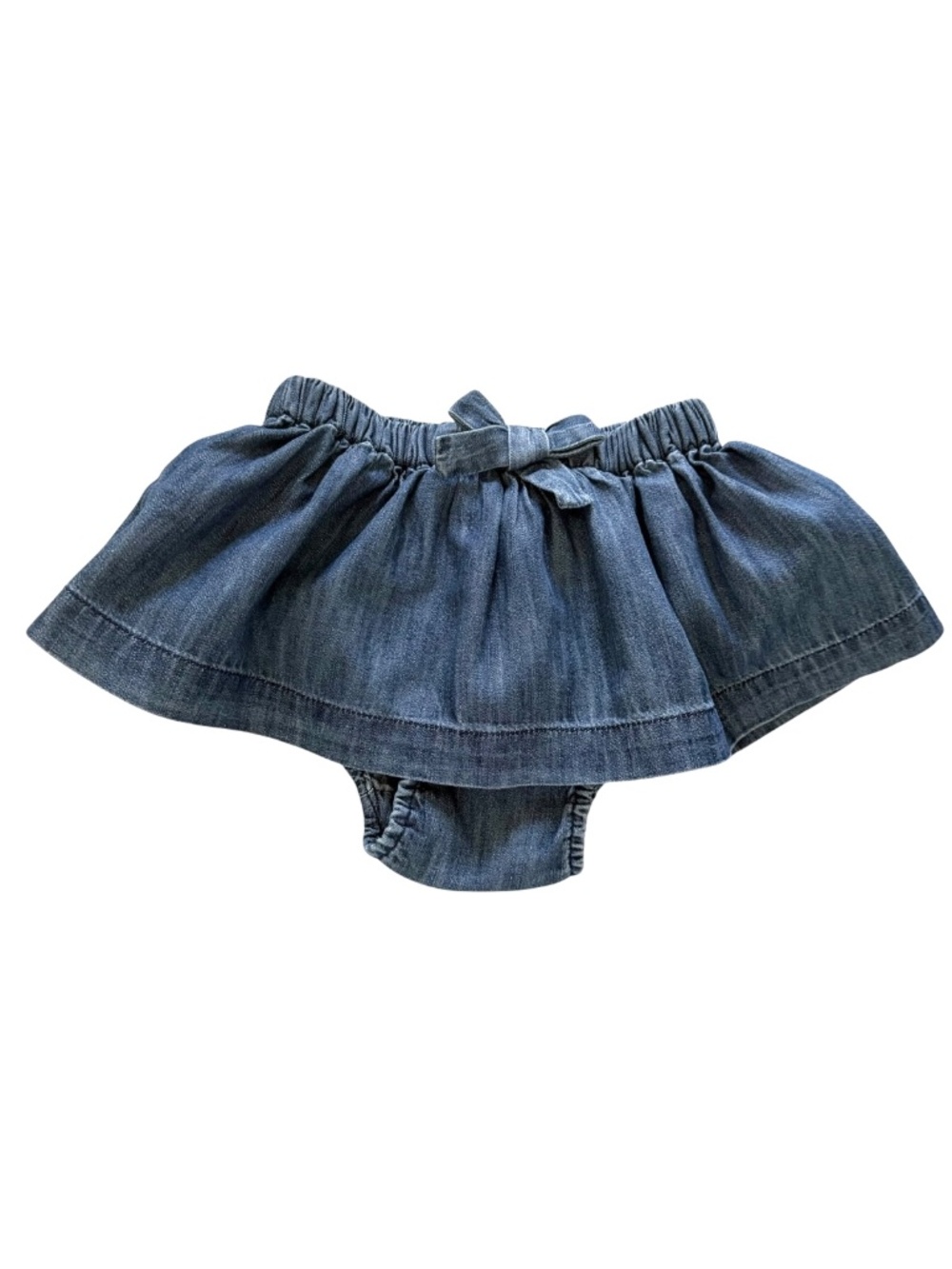 Baby GAP Blue Denim Bow Skirt Attached Bloomer 6-12 Girls